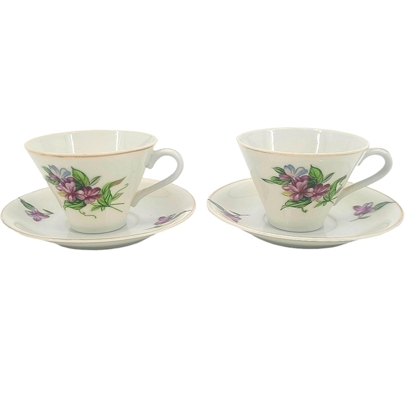 Vintage Violet Teacup and Saucer set for 2 - Made in Japan - Picture 2 of 11